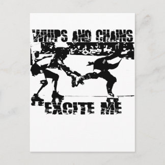 whips and chains excite me postcard