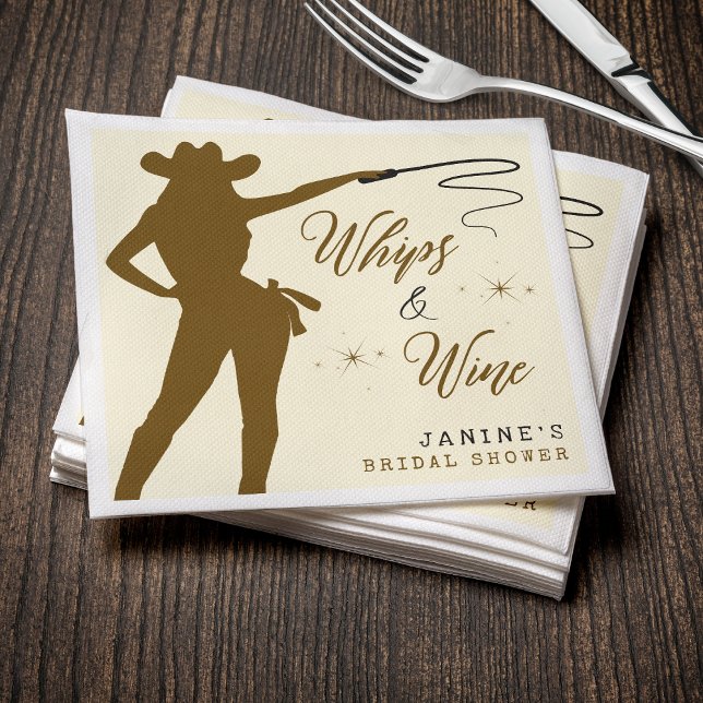 Whips & Wine Cowgirl Bridal Shower Napkin (Whips & Wine Cowgirl Bridal Shower Napkins
)