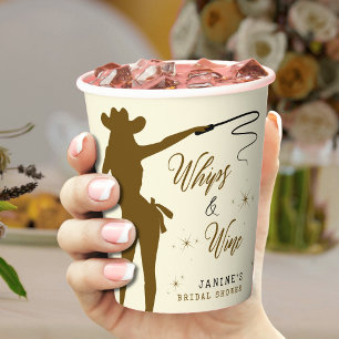 Whips & Wine Cowgirl Bridal Shower Paper Cups