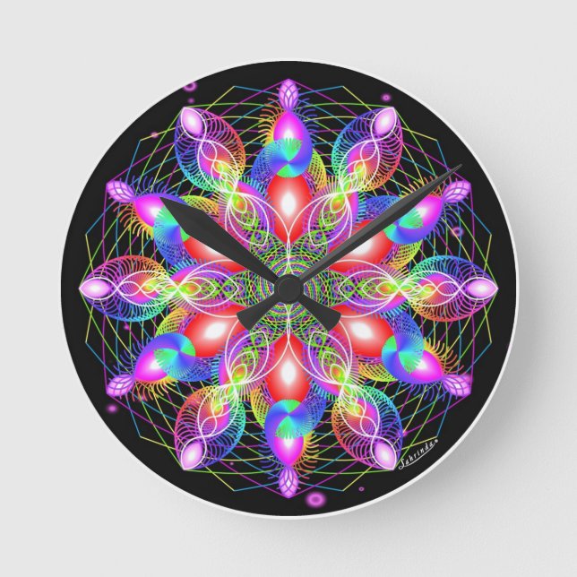 Whirling Rainbow Woman Round Clock (Front)