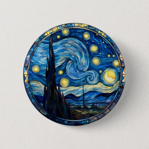 Whirling Starry Night-Inspired Art Print 6 Cm Round Badge