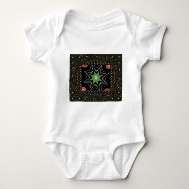 Whirling stars background baby bodysuit (Front)