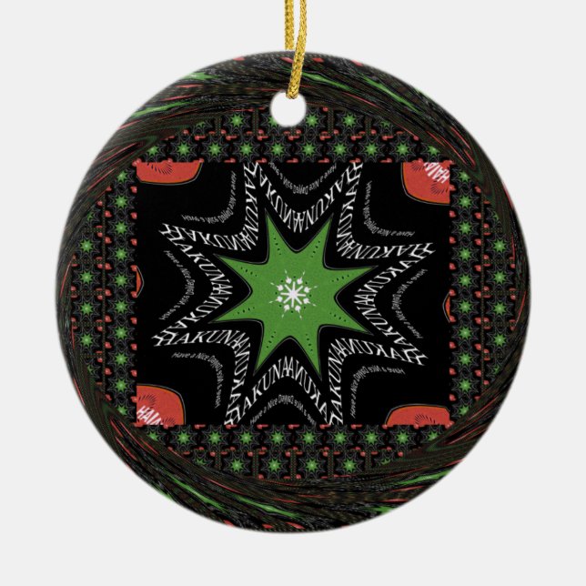 Whirling stars background ceramic tree decoration (Front)