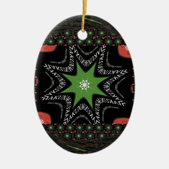 Whirling stars background ceramic tree decoration (Front)