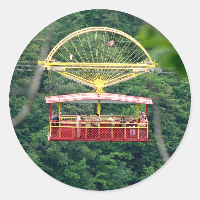 Whirlpool Aero Car: Niagara Falls Classic Round Sticker (Front)