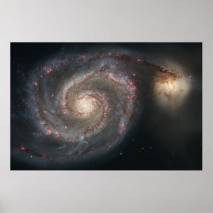 Whirlpool Galaxy M51+Companion Galaxy 36x24 (39x26 Poster