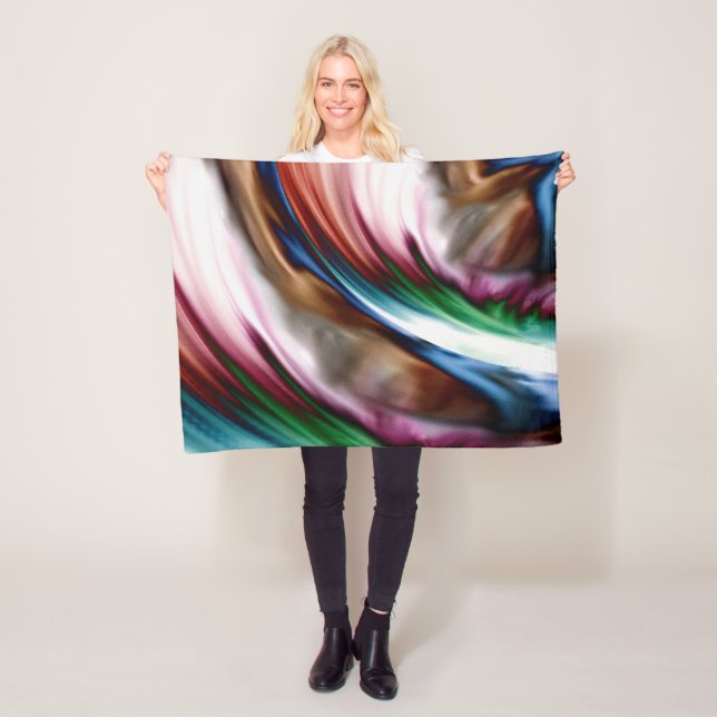 Whirlwind Rainbow Golden Snow Fleece Blanket (In Situ)