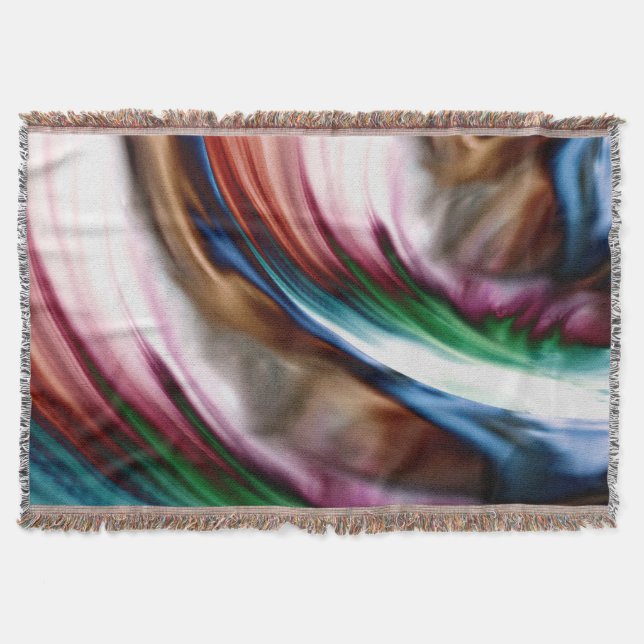 Whirlwind Rainbow Golden Snow Throw Blanket (Front)