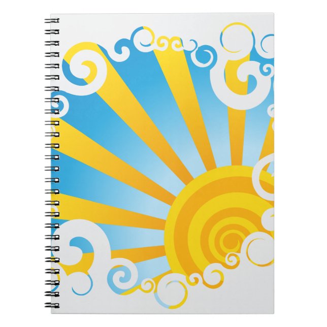 Whirly Clouds Over Sun Burst Notebook (Front)
