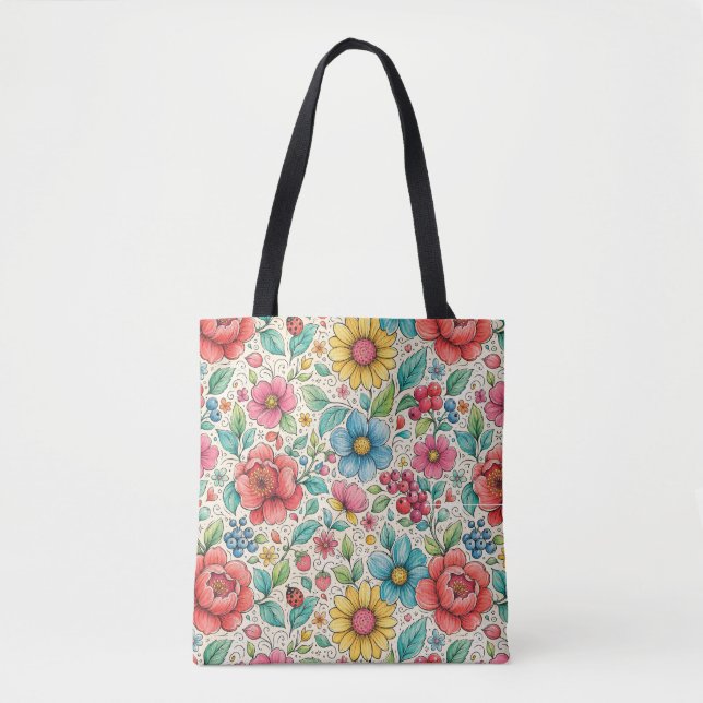 Whisical Flowers Tote Bag (Front)