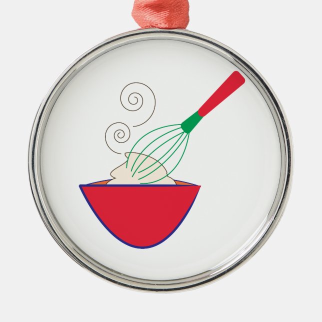 Whisk and Bowl Metal Tree Decoration (Front)