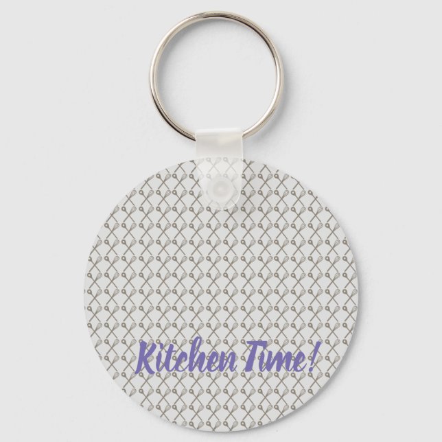 Whisk and Cooking Spoon Pattern for Kitchen Chefs Key Ring (Front)