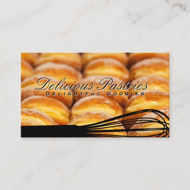 Whisk and Pastry Background Business Card (Front)
