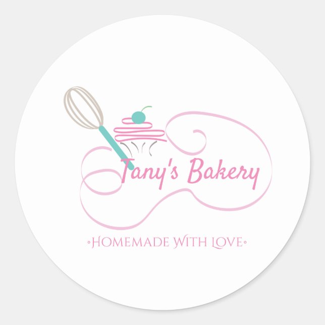 Whisk Cupcakes Swirl Homemade Bakery Classic Round Sticker (Front)