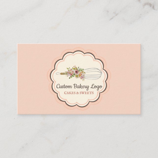 Whisk Flower Bakershop cook recipe Business Card (Front)