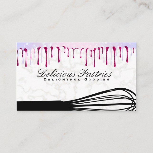 Whisk | Glitter Bokeh Drip Business Card (Front)