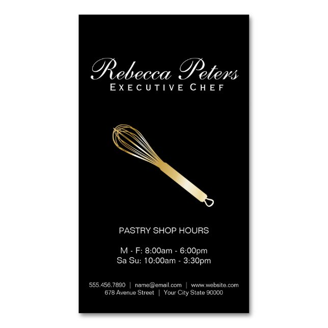 Whisk (gold) | Culinary Master Magnetic Business Card (Front Vertical)