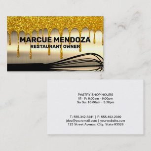 Whisk   Gold Drips   Gold Metallic Business Card