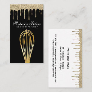 Whisk Golden Glitter Drip Syrup Business Card