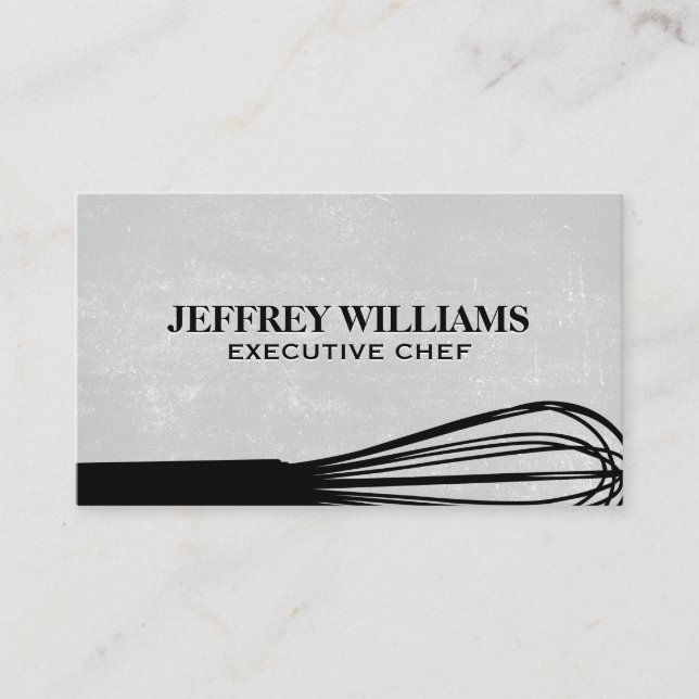 Whisk | Grey Textured Background Business Card (Front)