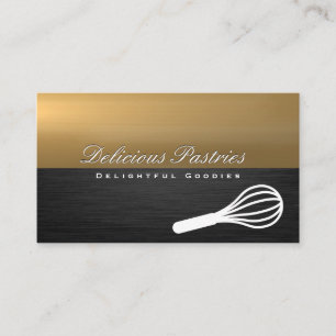 Whisk Icon   Gold Dark Metal Business Card