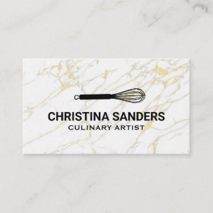 Whisk Icon   Gold Foil Marble Business Card
