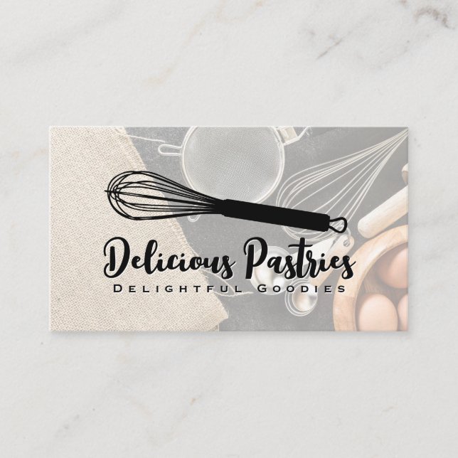 Whisk Logo | Baking Ingredients and Tools Business Card (Front)