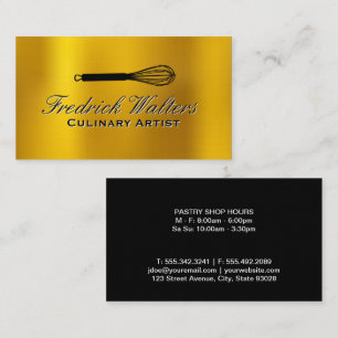 Whisk Logo Gold Metal Background Business Card