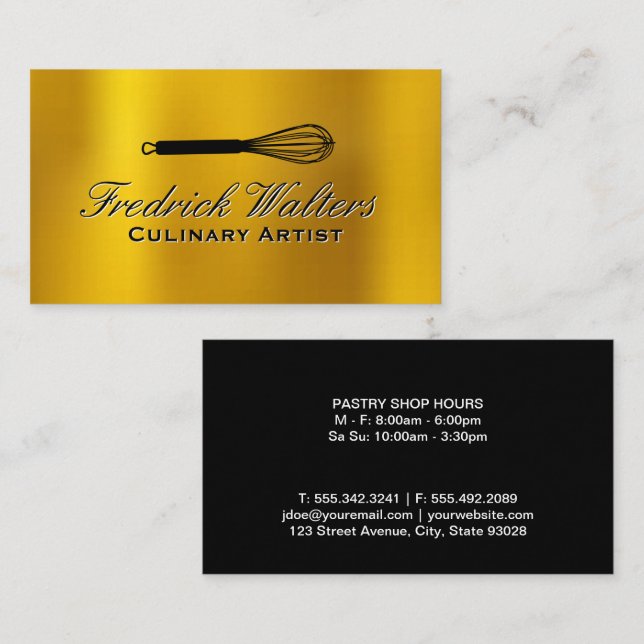 Whisk Logo | Gold Metal Background Business Card (Front/Back)