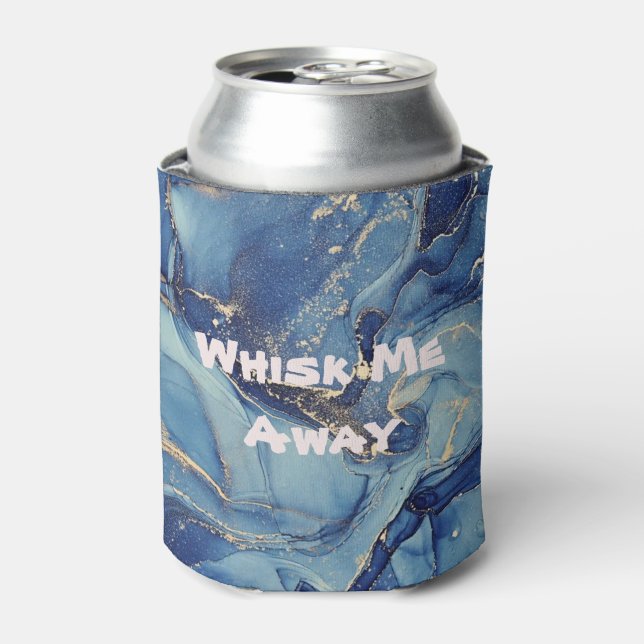 Whisk me away Blue Marble Monogrammed | Can Cooler (Can Front)