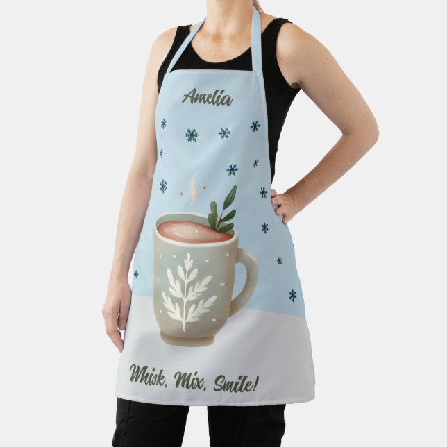 Whisk, Mix, Smile Cute Cocoa Cup Name Christmas Apron (Insitu)
