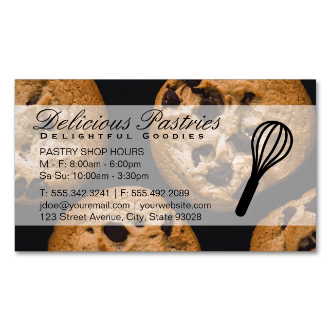 Whisk | Pastry Chef | Cookies Magnetic Business Card (Front)