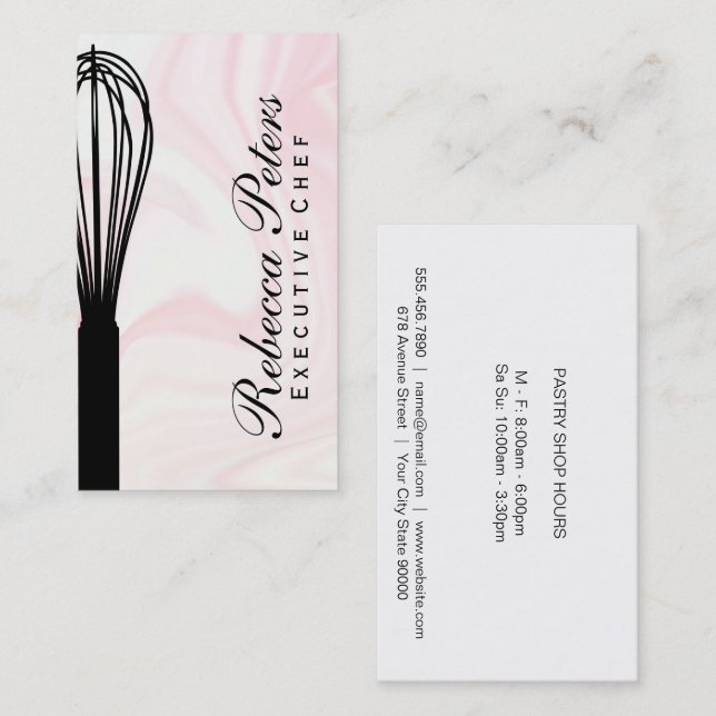 Whisk | Pink Marble Background Business Card (Front/Back)