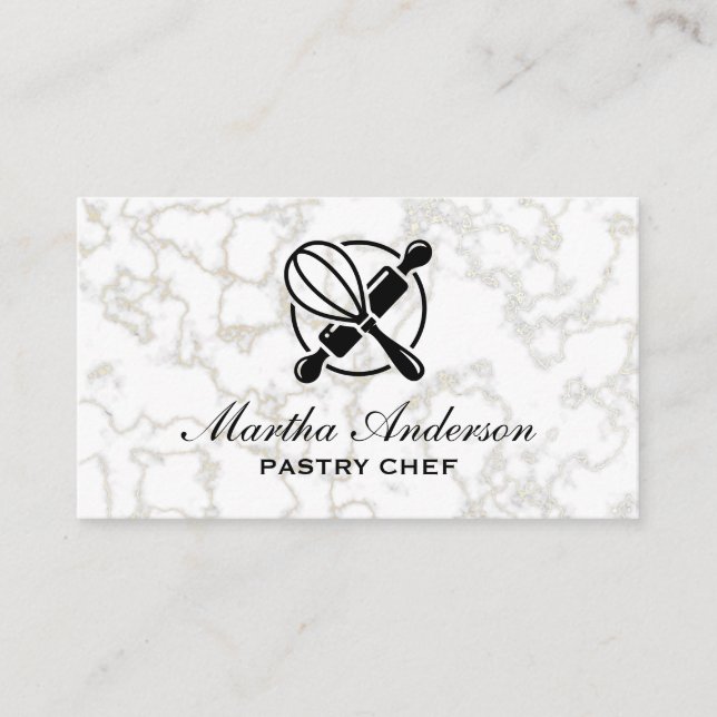 Whisk Rolling Pin | Baking | Cafe Culinary Business Card (Front)