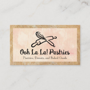 Whisk Rolling Pin Logo Bakery Business Card
