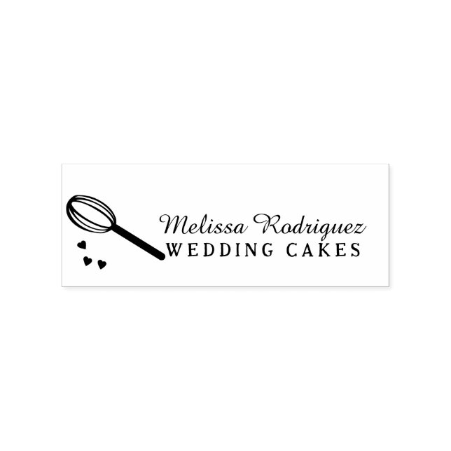 Whisk Sprinkles Falling Cake Baker Script  Logo Rubber Stamp (Imprint)