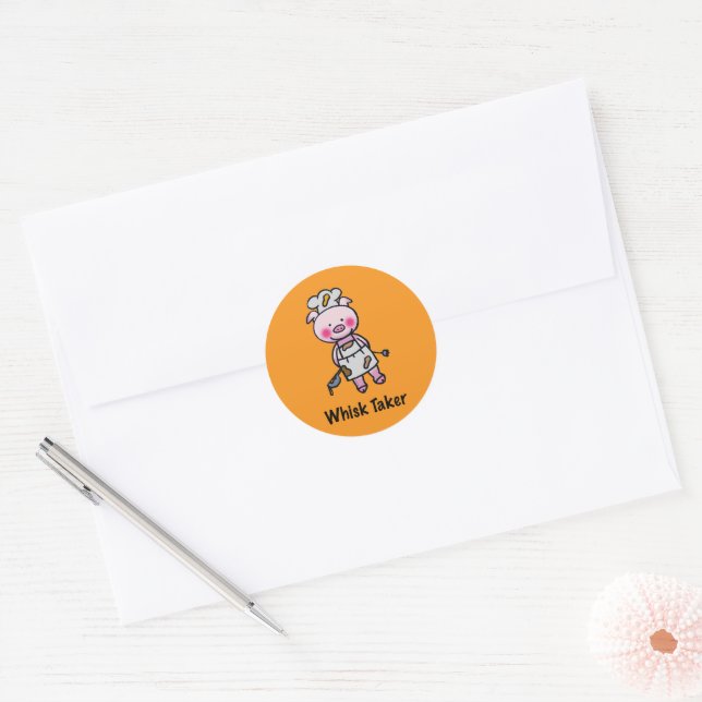 Whisk Taker Pig - Funny Chef Design Classic Round Sticker (Envelope)