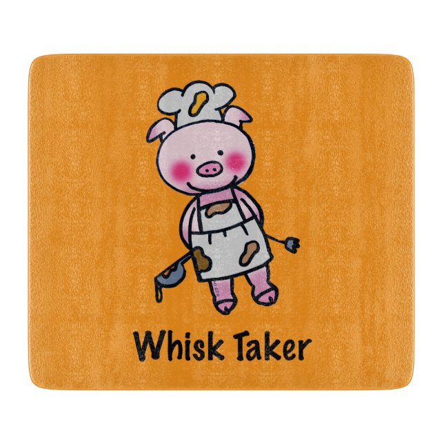 Whisk Taker Pig - Funny Chef Design Cutting Board (Front)