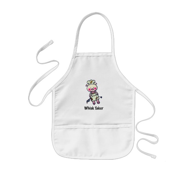 Whisk Taker Pig - Funny Chef Design Kids Apron (Front)