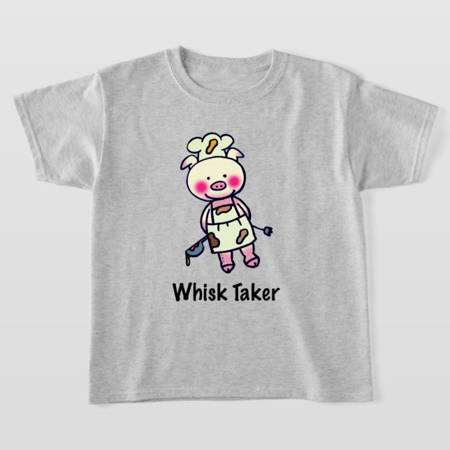 Whisk Taker Pig - Funny Chef Design T-Shirt (Laydown)