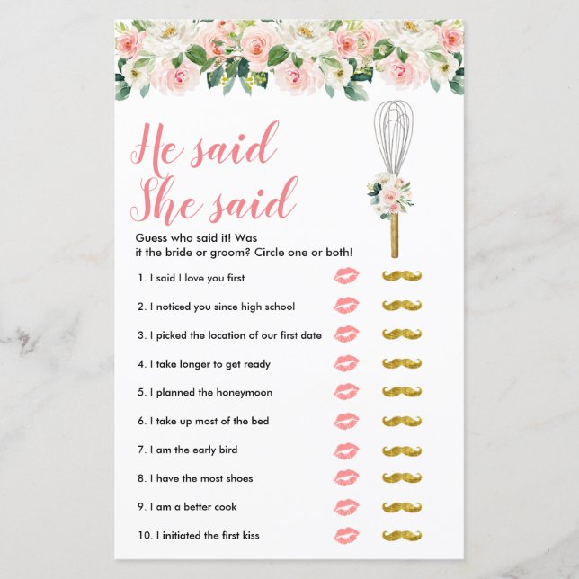 Whisked Away he said she said Games Card (Front)