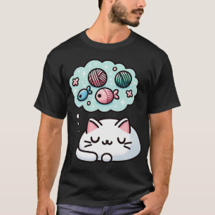 Whisker Dreams: Kawaii Cat’s Slumber into Yarn a T-Shirt