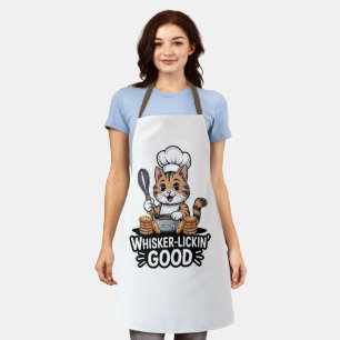 Whisker-Lickin’ Good Funny Cooking Tabby Cat Baker Apron