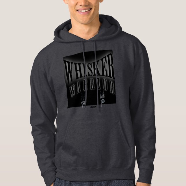 "Whisker Warrior" with scratchy paws witty design Hoodie (Front)