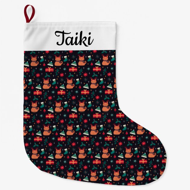 Whisker Wonderland Large Christmas Stocking (Front)