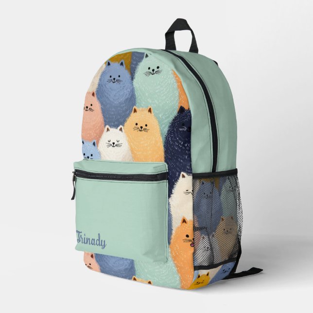  Whisker Wonderland Printed Backpack (Back Corner Right)