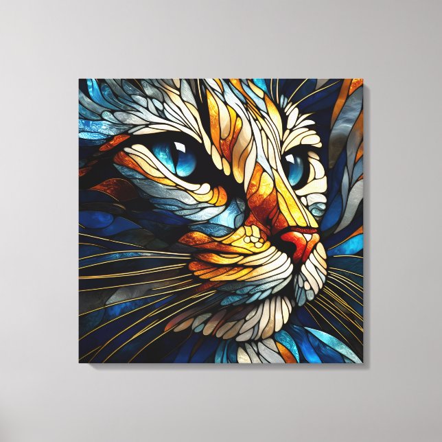 Whiskered Elegance - AI-generated Cat Canvas Print (Front)