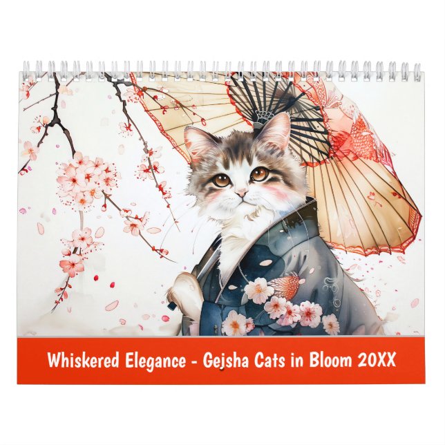 Whiskered Elegance – Geisha Cats in Bloom Calendar (Cover)