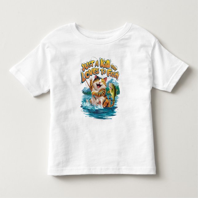 Whiskered Purrfection: A Feline Fishermans Delight Toddler T-Shirt (Front)
