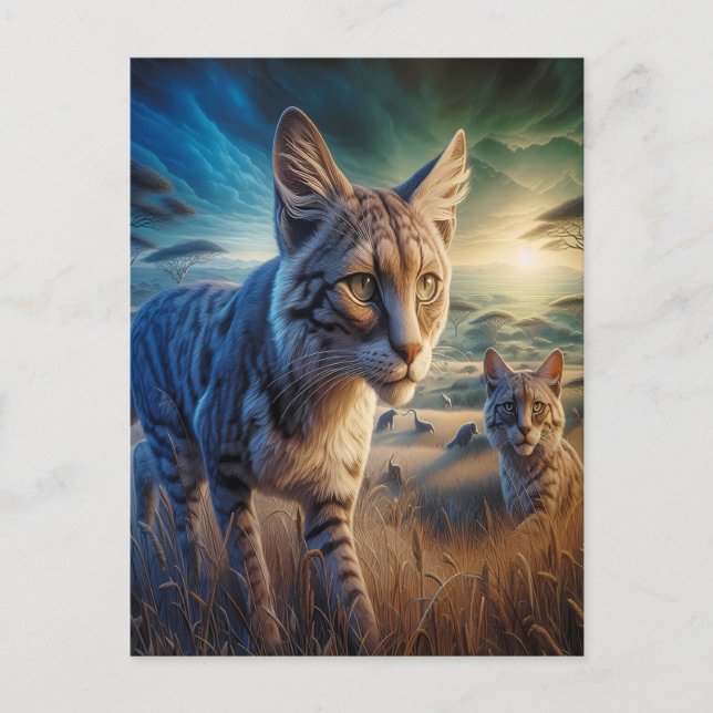 Whiskered Wanderers in a Meadow Postcard (Front)